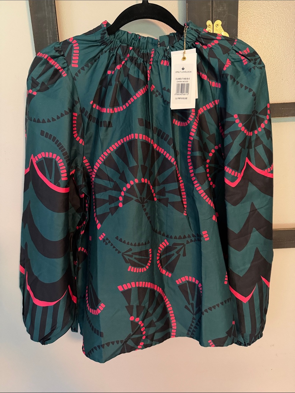 Emily LoveLock Dark Moss Lily Print Mix Blouse